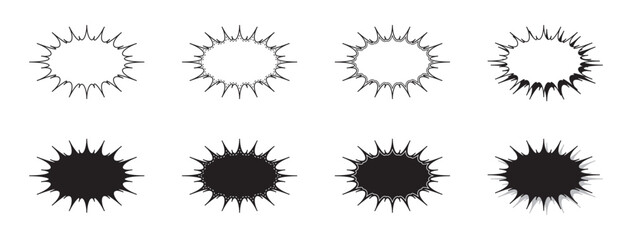 シンプルな細長いギザギザした形 吹き出し セット