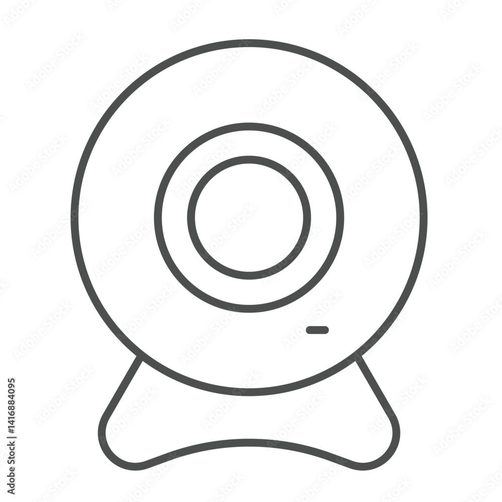 Poster web camera thin line icon, remote work concept. vector graphics. video call recording device for onl