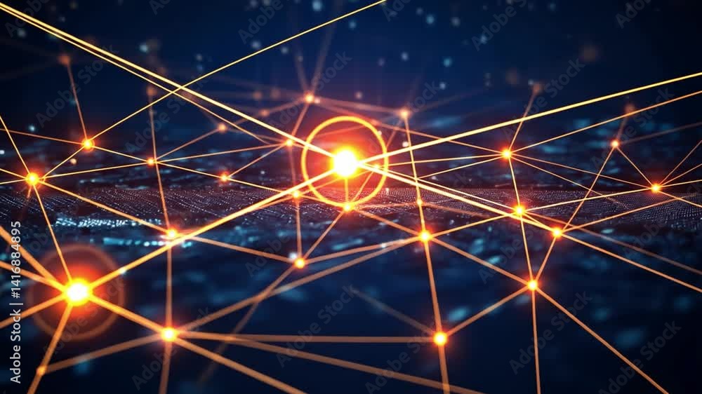 Aufkleber vibrant digital network connections glowing lines and nodes symbolizing technology, communication, a