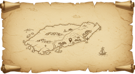 Isolated Old Treasure Map