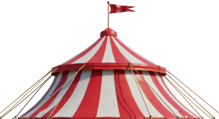 Isolated Red and White Striped Circus Tent