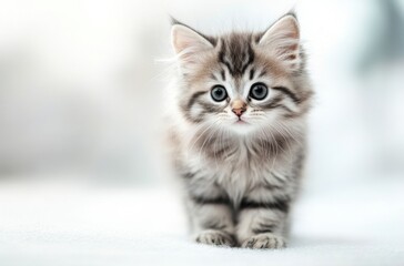 Fototapeta premium A kitten with long fur and a cute expression,