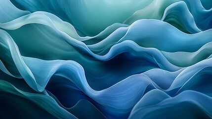 Obraz premium Flowing shapes of blue and green merging into a natural wave pattern