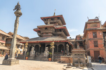 Kathmandu Valley, Nepal Bhaktapur also known as Bhadgaon or Khwopa Durbar Square and Taumadhi Tole Square