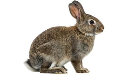 Obraz premium Isolated Brown Hare Sitting on White Background