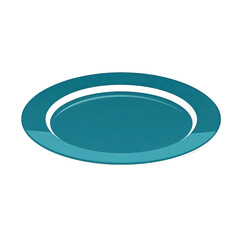 A vibrant turquoise plate with a sleek design, placed on a clean surface, showcasing its modern aesthetic and potential for dining or decorative use , isolated on white or transparent png