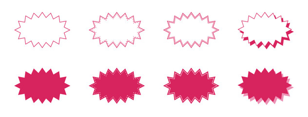 シンプルな細長いギザギザした形 吹き出し セット