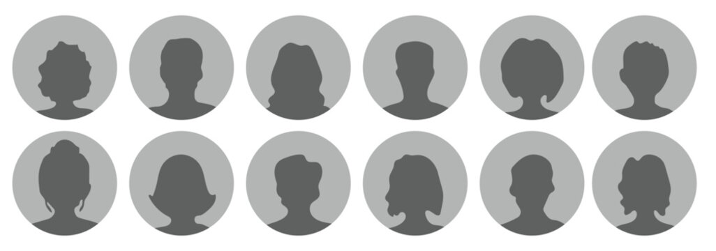 Men and women avatars set. Male and female silhouettes abstract people. User profiles badges. Unknown or anonymous persons. Vector illustration