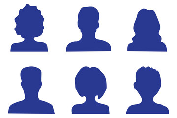 Men and women avatars set. Male and female silhouettes abstract people. User profiles badges. Unknown or anonymous persons. Vector illustration