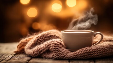 Warm Coffee, Cozy Knit, Festive Lights