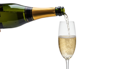 Isolated Champagne Pouring into Glass for Celebration