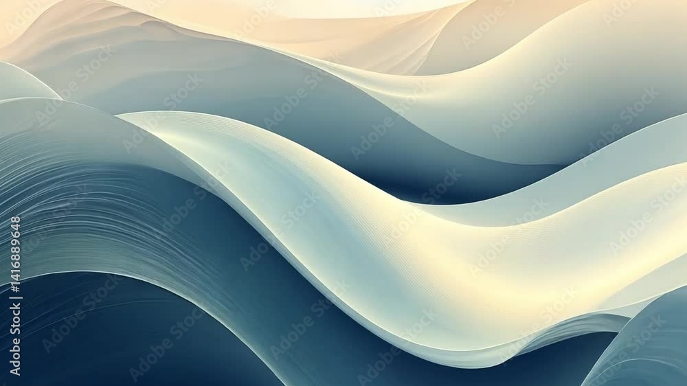 Aufkleber abstract waves in soft colors serene and calming atmosphere of tranquility and fluidity in beautiful