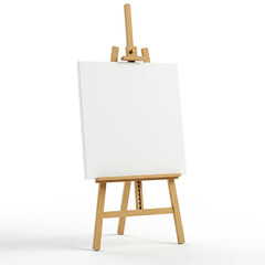 wooden easel with blank canvas