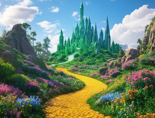 Wicked Musical inspired Emerald City Broadway landscape view