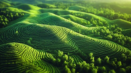 Digital terrain grid representing renewable agriculture landscape