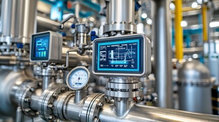 Steel pipes & monitors in a factory