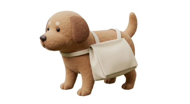 Isolated Cartoon Dog with Mailbag Delivering Message