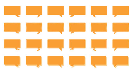 シンプルな四角形の吹き出し セット