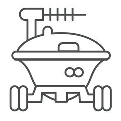 Soviet union lunar rover thin line icon, cosmos concept. Vector graphics. Moon planet surface, space exploration vehicle sign on white background, linear style icon for mobile or web design.