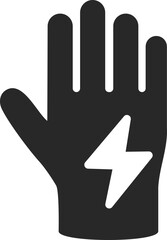 Fototapeta premium Hand with lightning bolt solid icon vector for numbness and office syndrome.