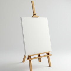 wooden easel with blank canvas