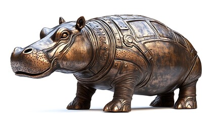 Fototapeta premium Bronze Steampunk Hippo Statue.