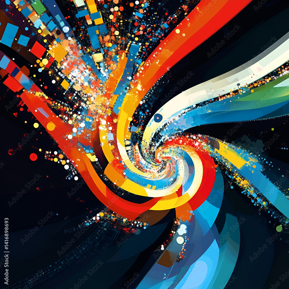 Poster dynamic color swirl abstract art digital design creative environment vivid perspective modern concep