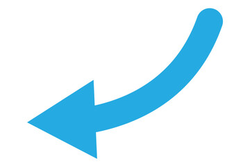 Black upward curved arrow with transparent background