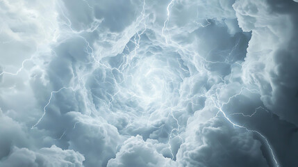 Obraz premium Stormy Clouds with Lightning Strikes in Dark Skies