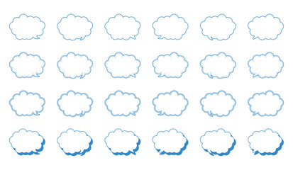 シンプルな丸みのある雲形 吹き出し セット