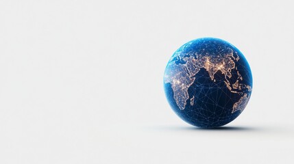 Fototapeta premium Illuminated Globe Reflecting Global Connectivity Against a White Background