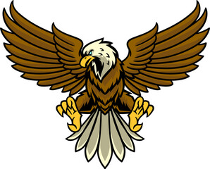 Flying Bald Eagle Vector Cartoon Character Illustration