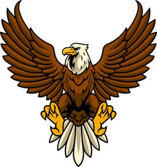 Flying Bald Eagle Vector Cartoon Character Illustration