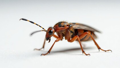 Fototapeta premium Close-up of single insect on pure white background, macro, background