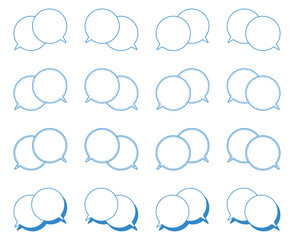 シンプルな重なる会話 吹き出し セット