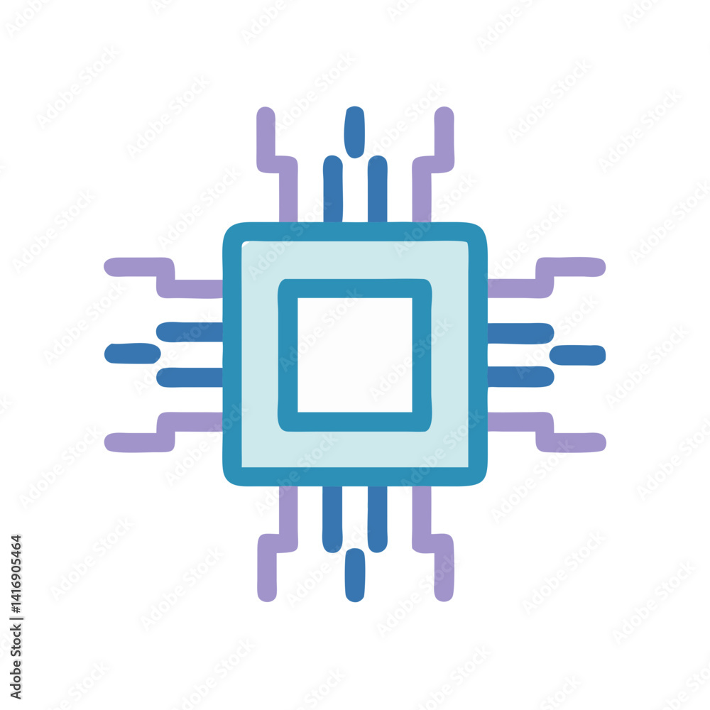 Aufkleber stylized computer chip on black background for technological concepts
