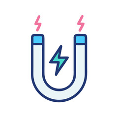 Horseshoe magnet with lightning bolt icon on black