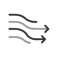 Wavy arrows illustration: directional flow, forward movement on black
