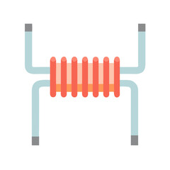 Simple inductor coil icon illustration on black background