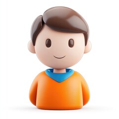 Cute cartoon boy profile avatar in an orange shirt.