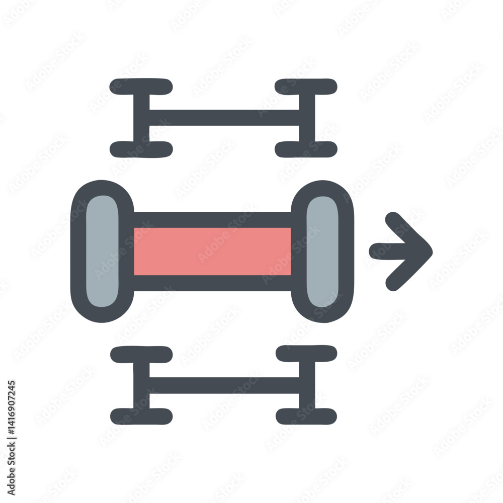 Poster data processing illustration with input and output indicators
