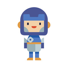 Cute Vector Robot Character Design Illustration on Black