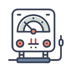 Vector Icon Illustration of Voltmeter on Isolated Background