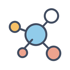 Colorful Atom Icon on Black Background, Science Concept