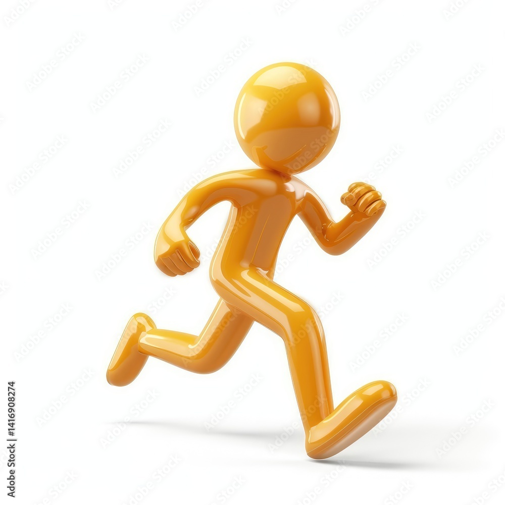 Poster dynamic orange figure in a running pose.