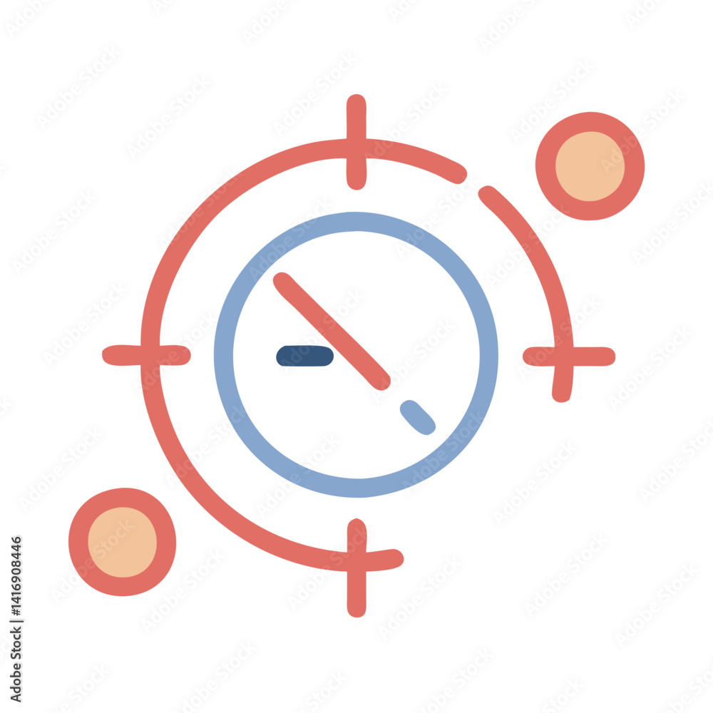 Poster time tracking concept: clock with target focus icon