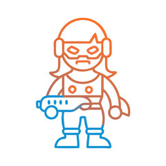 Futuristic Female Warrior Character With Laser Gun Illustration