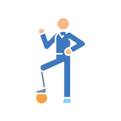 person with prosthesis color flat icon for digital and print projects.