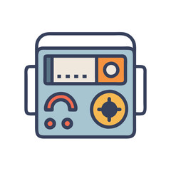 Retro device illustration, vintage technology vector on black background