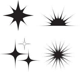 Collection of abstract geometric shapes and patterns in black.